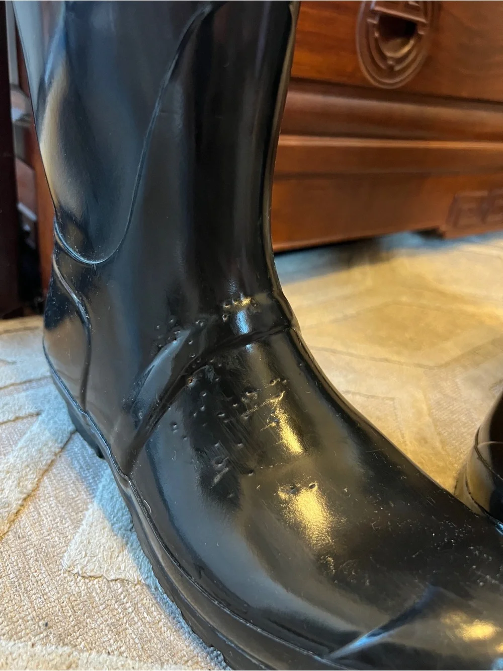 Hunter Glossy Black Tall Rain Boots with Buckle